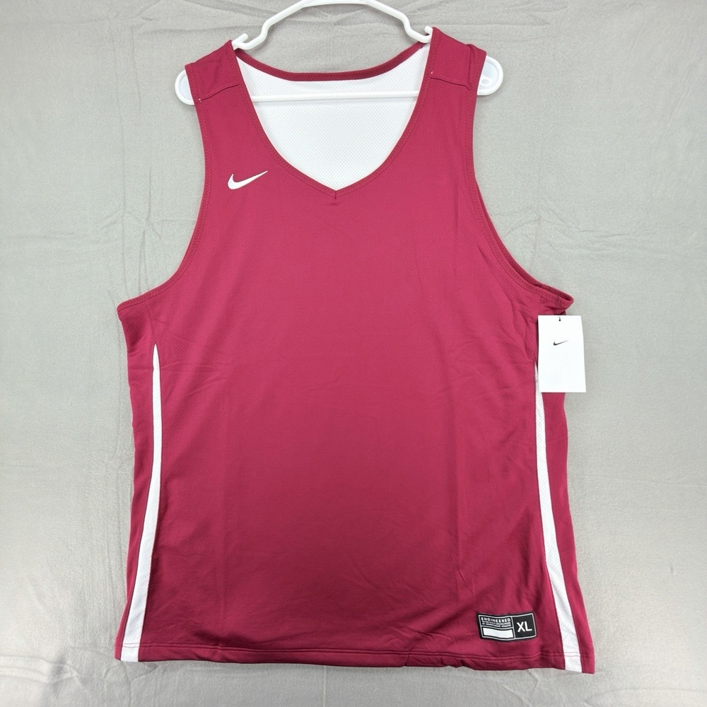 Nike Stock Reversible Basketball Practice Jersey Mens XL Maroon White DN5212